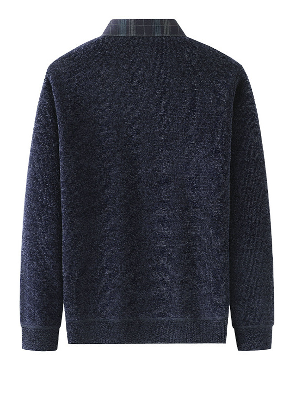 fleece-lined Warm Sweater Fake Two-piece T-shirt Middle-aged and Elderly Men's Fashionable Dad Winter New Casual Thickened Base Shirt