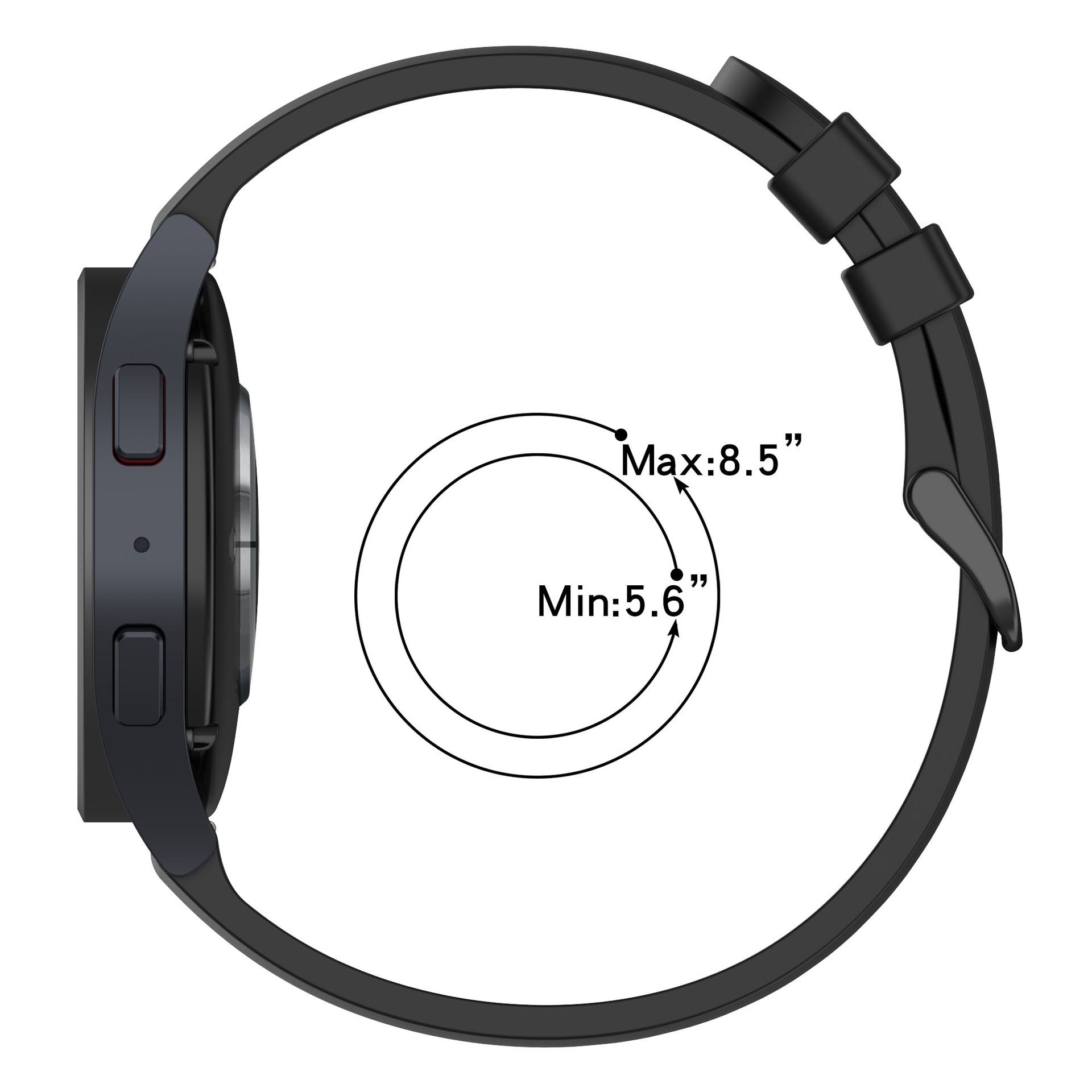 Extra Large Suitable for Samsung Galaxy Watch 6 Round Tail Flat 20/22 Silicone Strap Watch Replacement Strap