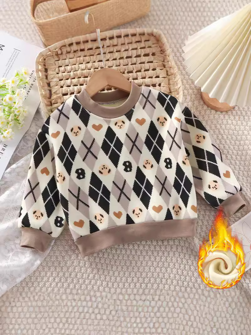 Children's Velvet T-Shirts, Autumn and Winter Boys' Thickeneded Baby Sweaters, Girls' Warm Sweatshirts, Clothing, Kidsren's Clothing Wholesale