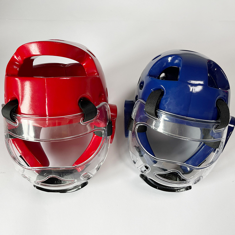 Nbr Rebound Taekwondo Helmet Mask Removable Professional Training Transparent Protective Sanda Helmet Protective Gear Wear-Resistant