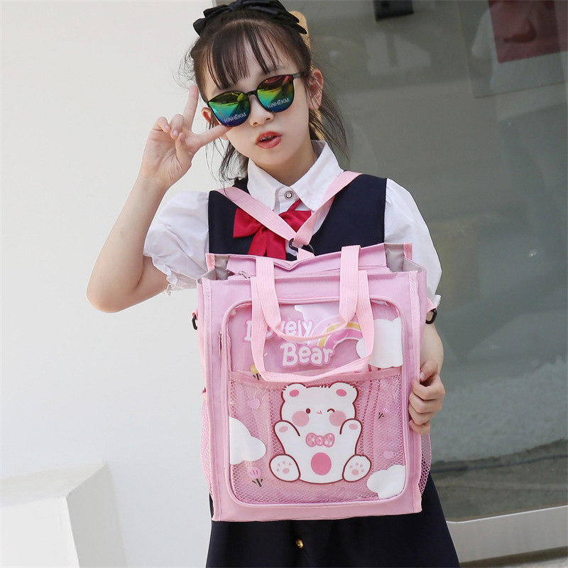 Student Tutorial Handbag Carrying Book Bag Tutorial Bag Oxford Large Capacity Junior High School Student Primary School Student File Bag with Zipper