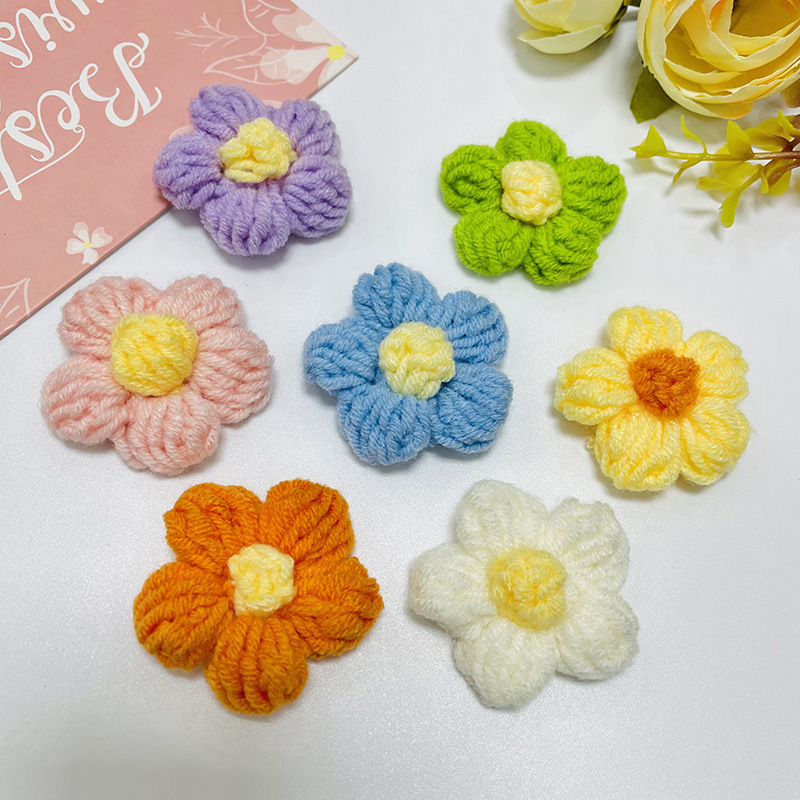 diy accessories wool flower handmade hook crochet woven milk cotton wool puff flower clothing accessories