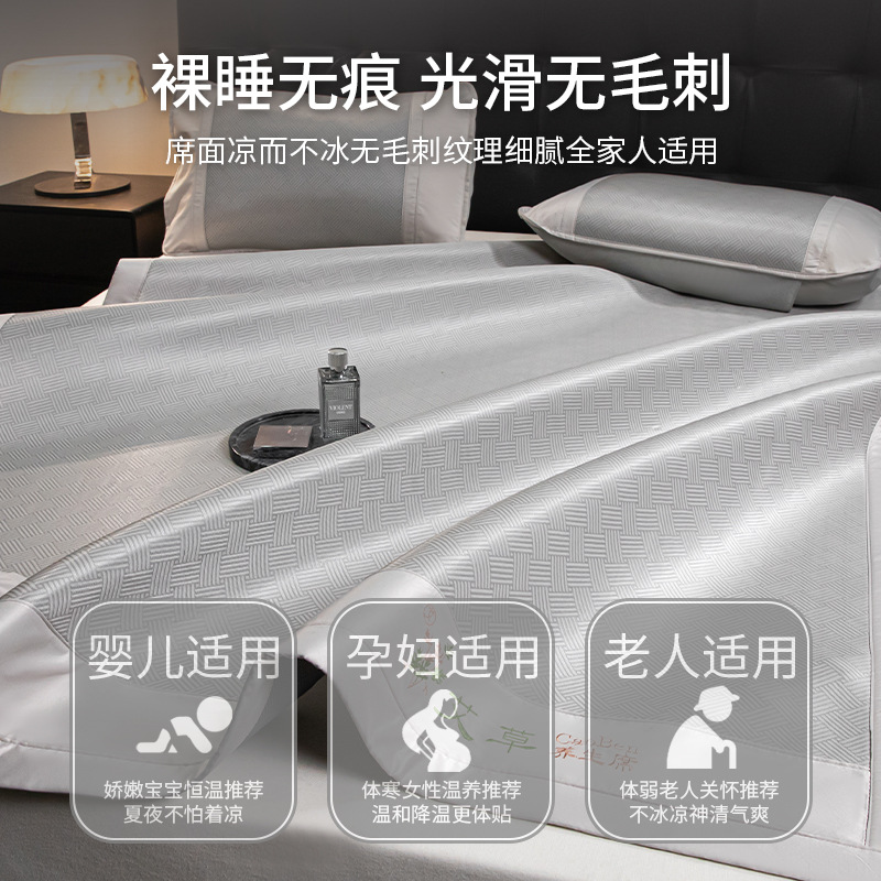 25-Year-Old Mugwort Ice-Feel Summer Dormitory Foldableable Machine Washable Soft Mat Single Dormitory Mat Set