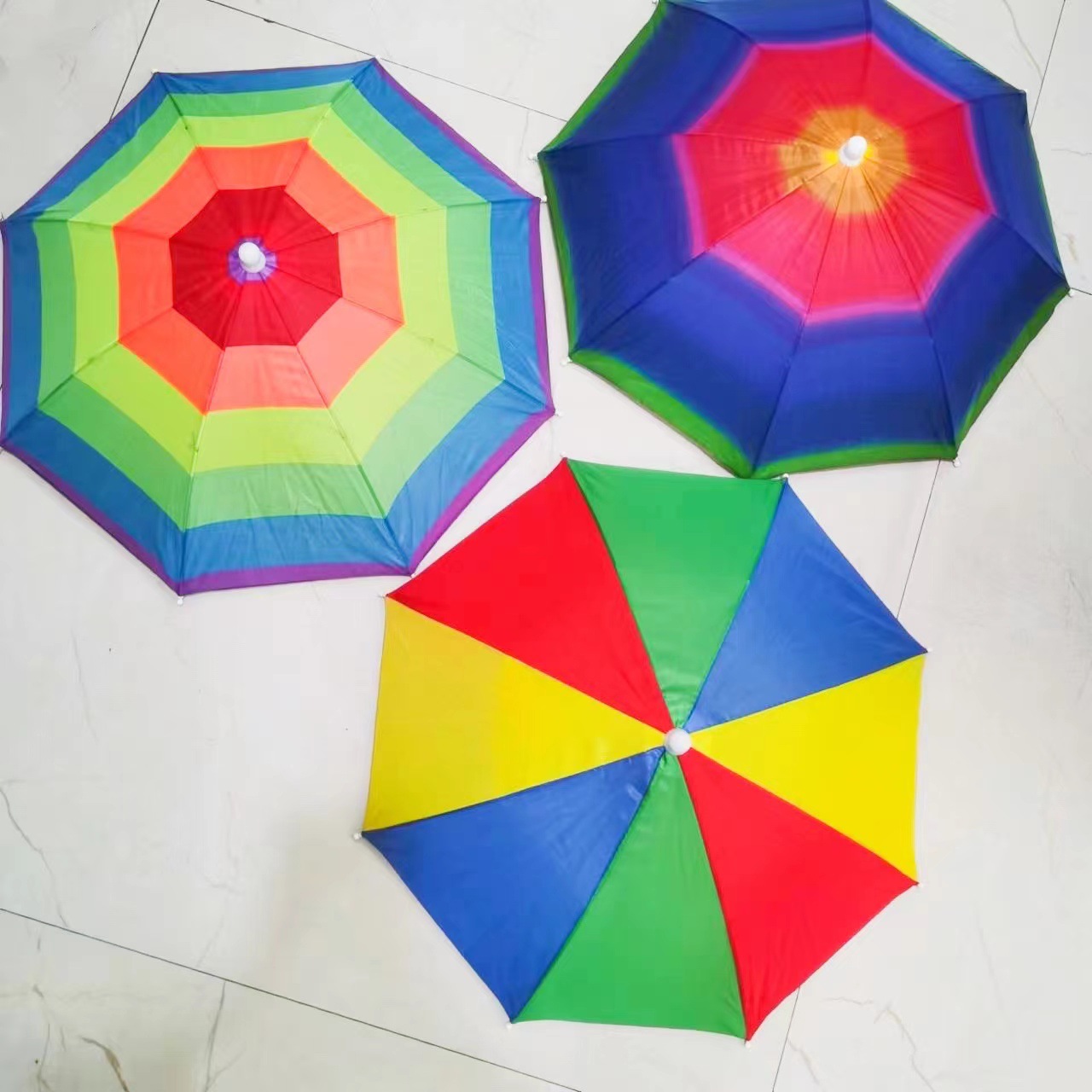 Легкий солнечный зонт-шляпа, зонт с эластичной лентой, зонт на открытом воздухе, радужный, полосатый, арбузный цвет для рыбалки