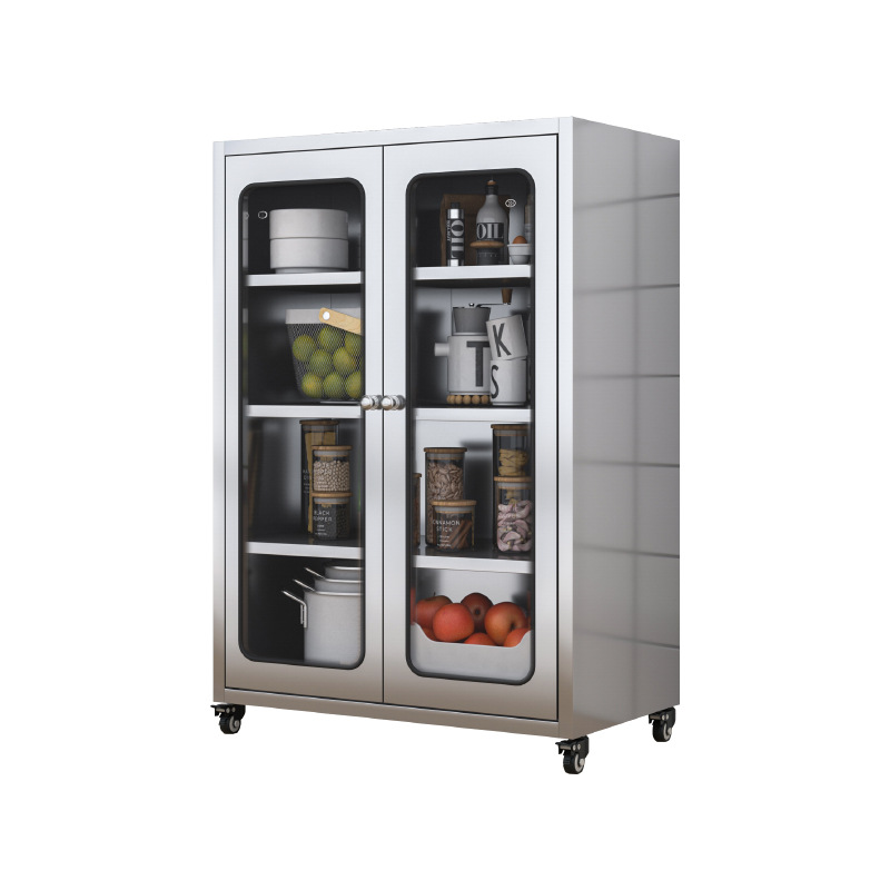 304 Stainless Steel Kitchen Mesh Door Cupboard Sideboard Home Kitchen Cabinet Restaurant Storage Cabinet Pot Storage Cabinet