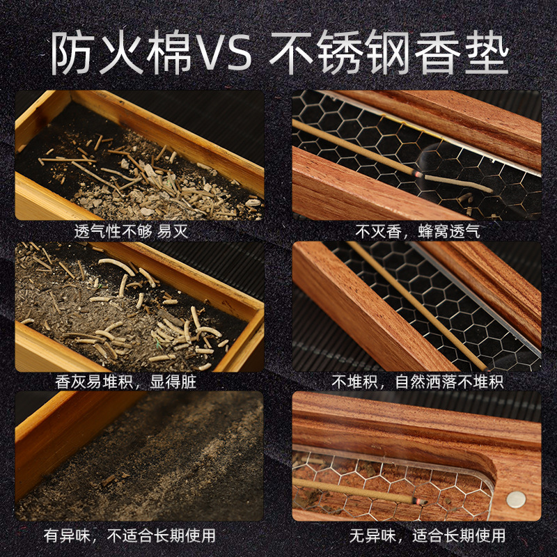 Incense holder stainless steel mesh sandalwood rack plate holder household wire incense burner fireproof pad multiple specifications fireproof cotton high temperature resistance