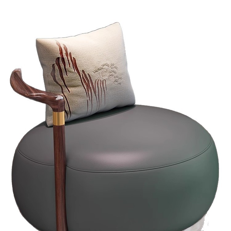 Ebony Solid Wood Leisure Chair Combination Three-Piece Set Genuine Leather Single Sofa Chair House Living Room Home Classy Furniture