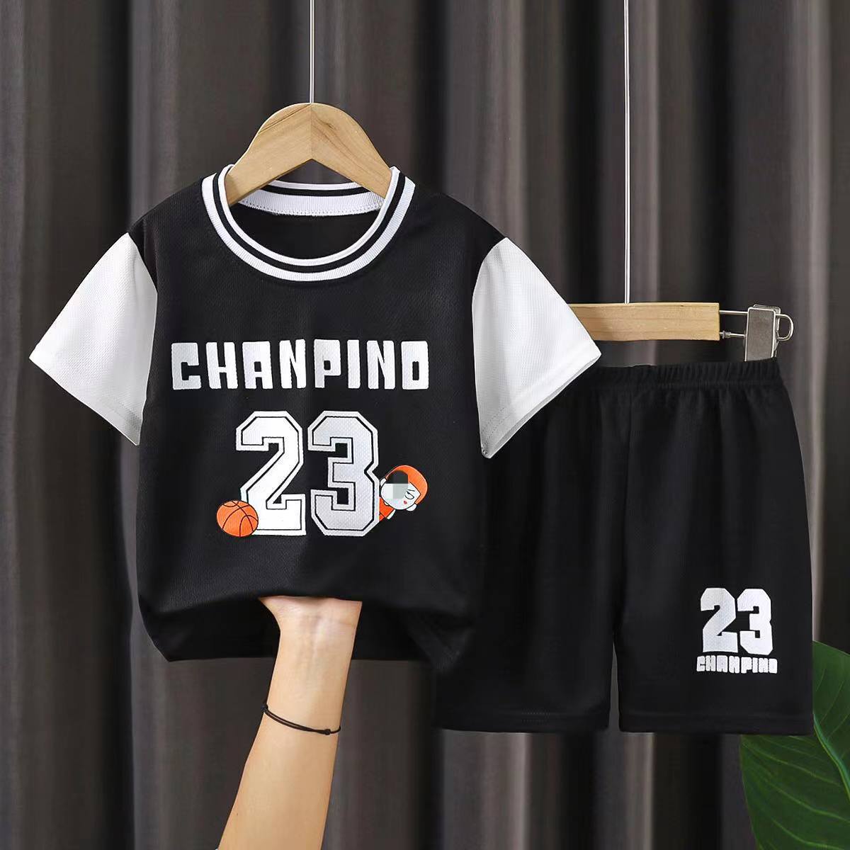 Children's Ball Clothes suit Summer Baby Basketball Clothes Short-sleeved Sportswear Boys and Girls Middle and Big Children's Vest Shorts Jersey