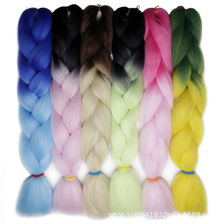 Two-Colorful African Big Braids, Wig Braids, Ponytail Chemical Fiber High-Temperature Silk Colorfulful Big Braids, Not Dyed