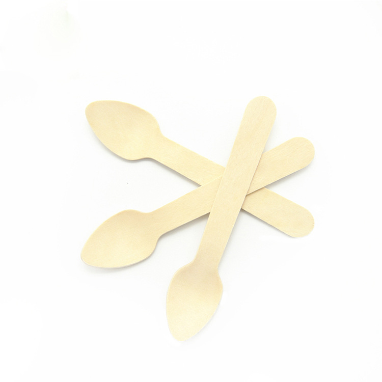 Disposable Birch spoon 110mm portable coffee spoon ice cream spoon wholesale custom wash-free biodegradable