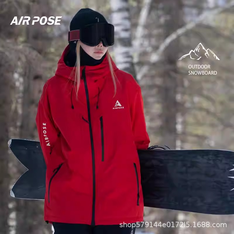 airpose Ski Suit Women's Waterproof 2024 New Men's Professional 3L Single Board American Style Outdoor Winter Cotton