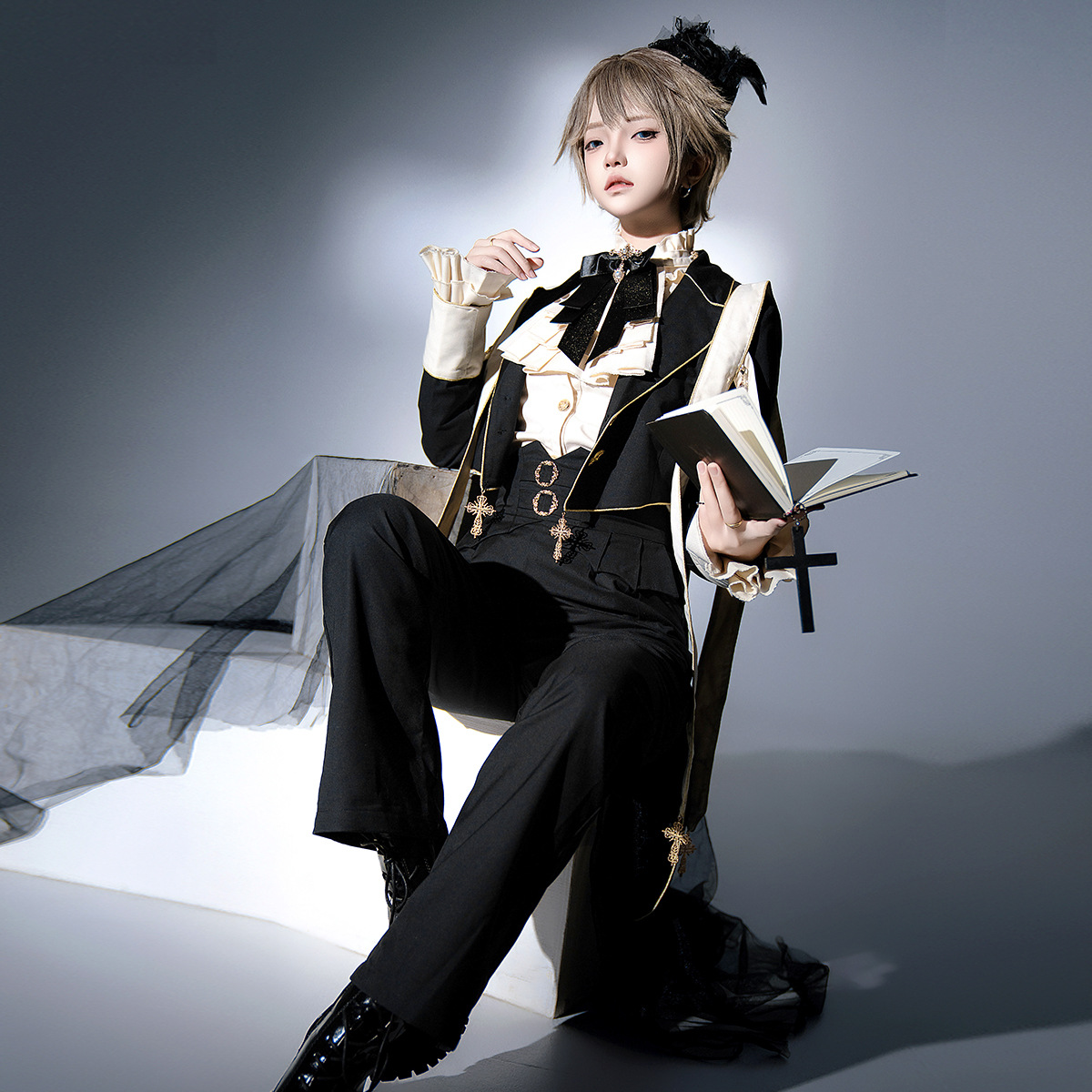 Bear Dou Sauce Original Prayer Lolita Female Lolita Coat Shirt Pants Daily Prince suit 7172