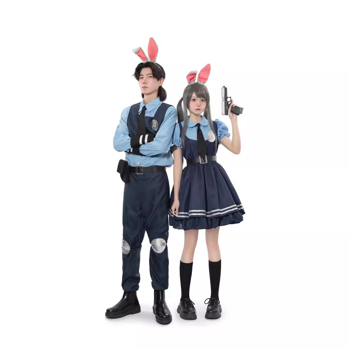Halloween Costume Zootopia Male and Female Parent Judy Rabbit Police Officer cos Costume Full Couple Stage