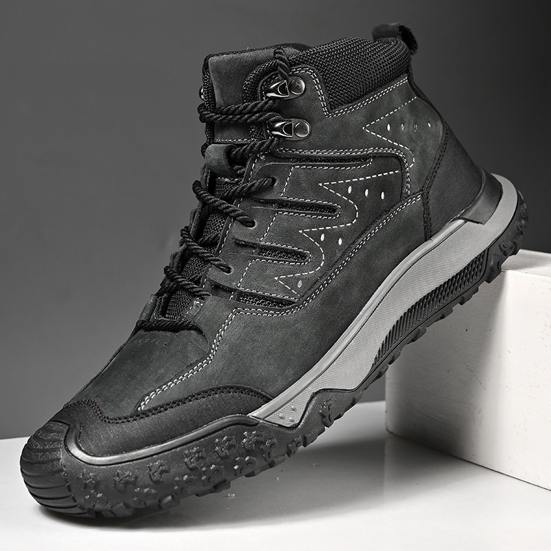 Winter foreign trade non-slip outdoor high-top shoes men's wear-resistant breathable hiking shoes new cross-border plus size men's hiking shoes