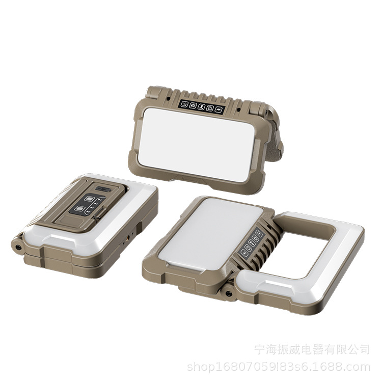 Rechargeable Camping Stall Night Market Work Car Repair Folding Hook Three-Color Warm White Yellow Light Emergency Lighting Camp Lamp