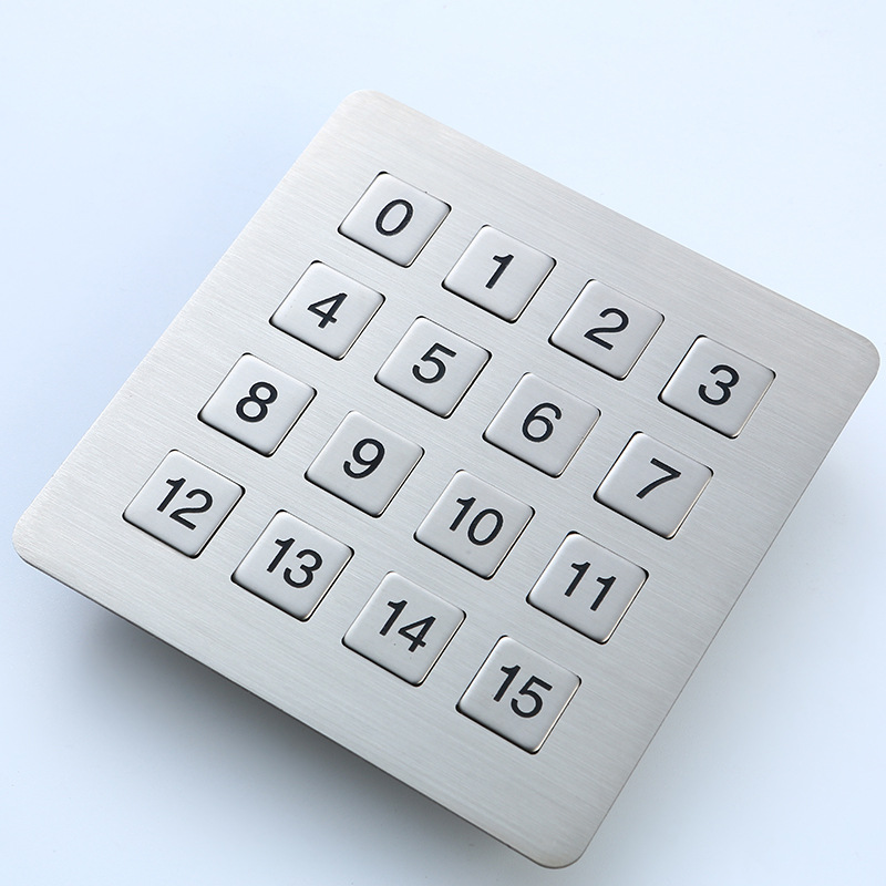 Stainless Steel Metal Industrial Keyboard 4*4 Elevator Security Password Button 16-Key Digital