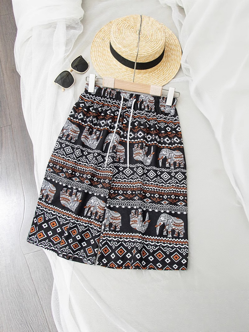Thai Elephant Pants Women's Ethnic Style Loose Wide Leg Beach Pants Home Casual Trendy Shorts Southeast Asia