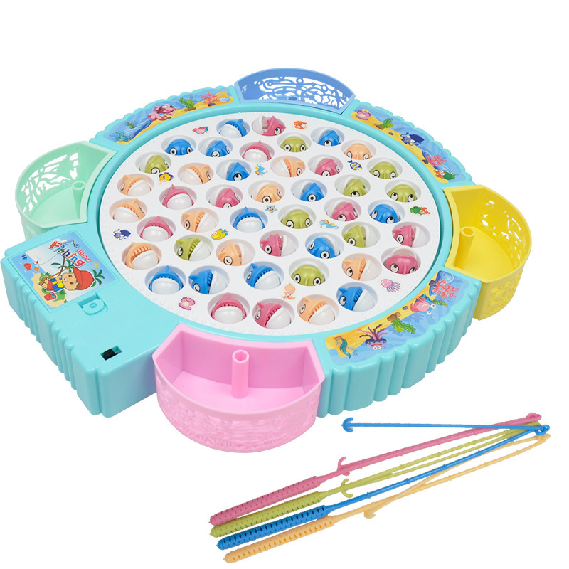 Children's Electric Fishing Toy Rotating Fishing Plate Set Children's Parent-Child Interactive Toys