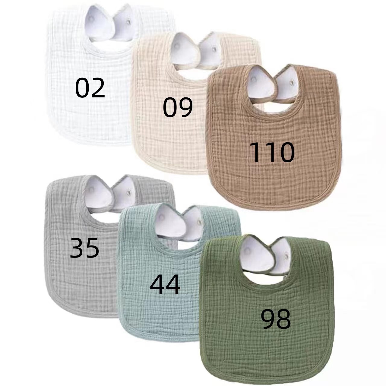 Cross-border explosion U-shaped saliva towel newborn absorbent solid color double crepe cotton gauze bib children's towel
