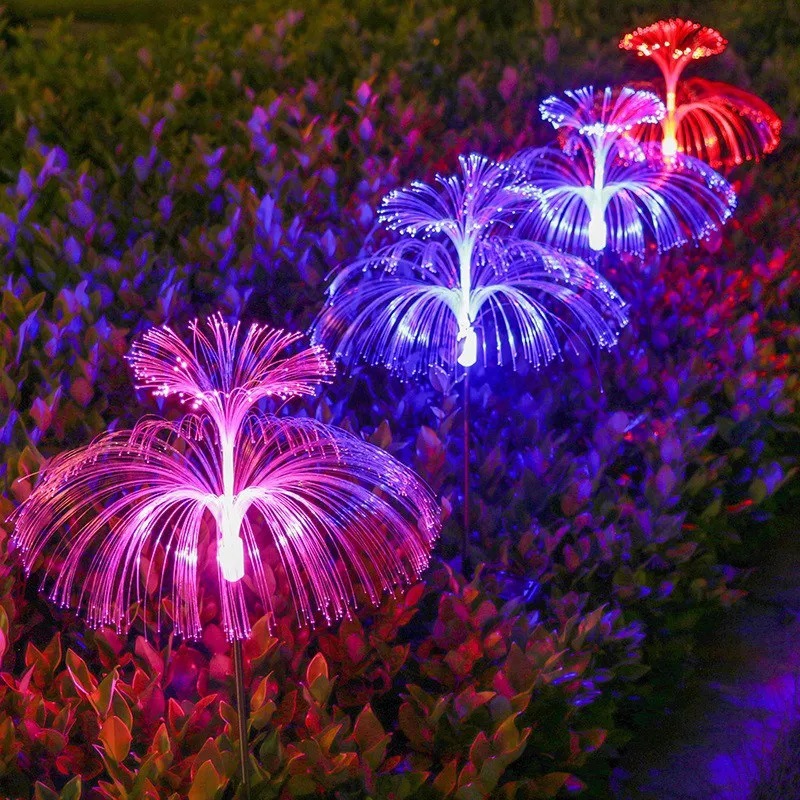 Cross-Border Solar Jellyfish Light Fiber Optic Outdoor Artificial Courtyard Garden Decorative Ground Lamp Led Lawn Landscape Light