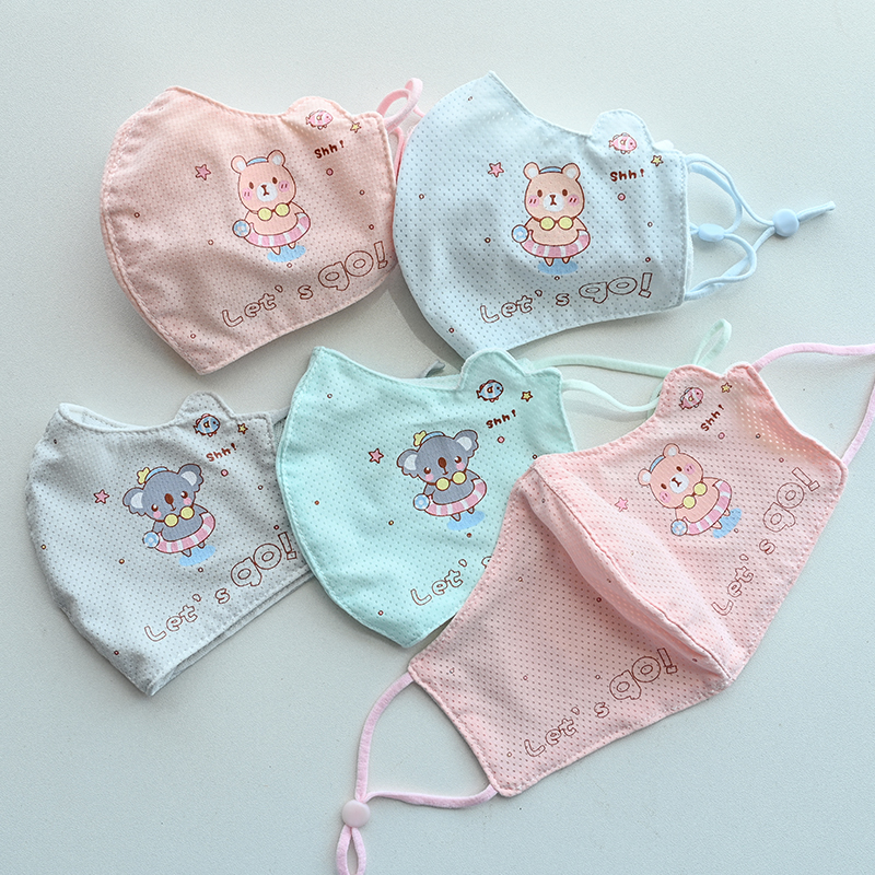 Летняя маска из ледяного шелка для мальчиков, супер мягкая, с сетчатыми отверстиями, мультяшная, для детей, детский сад