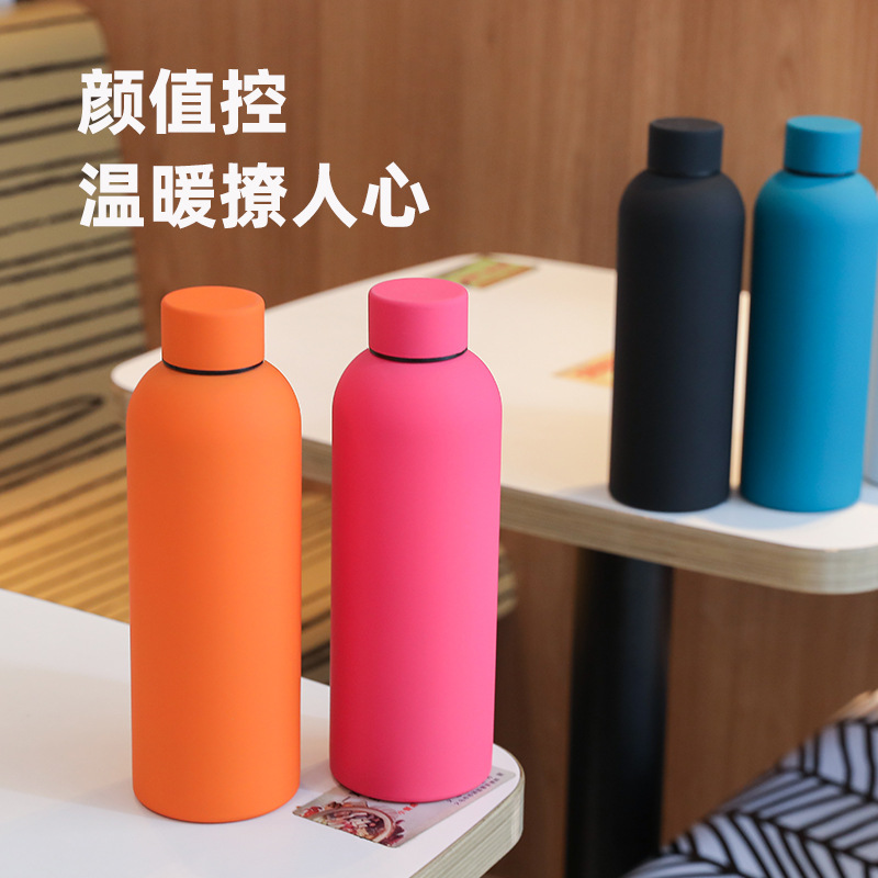 New rubber paint sports small mouth bottle thermos double vacuum 304 stainless steel coke American small mouth straight cup