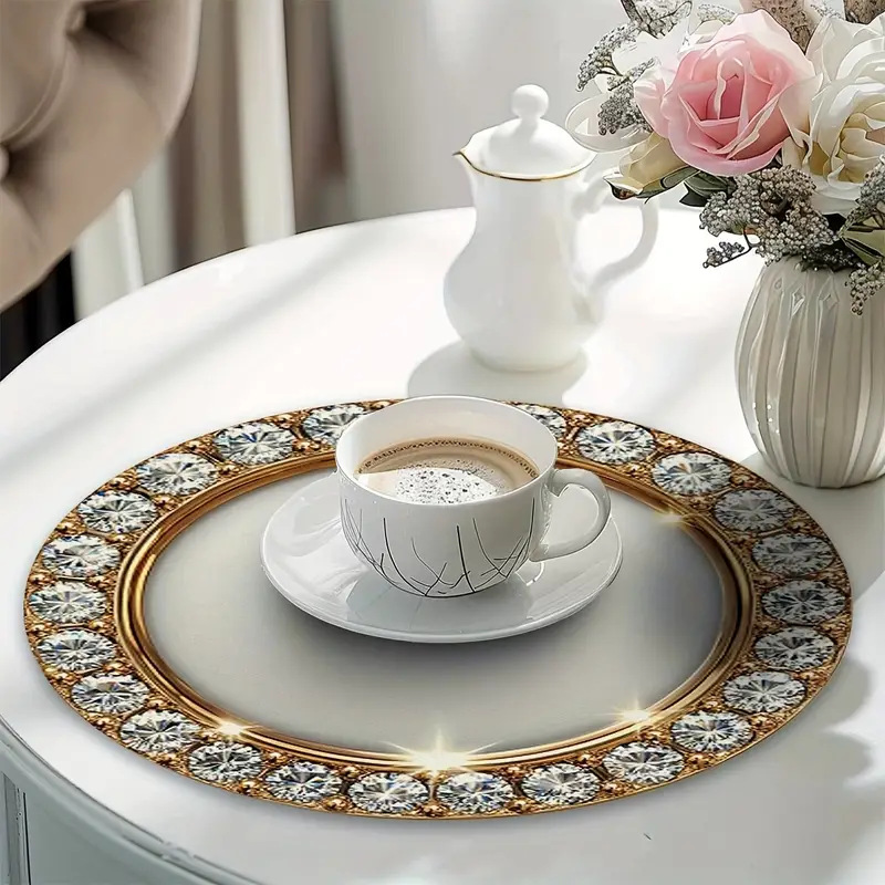 Cross-Border Amazon Gold Diamond Disposable Paper Placemats for Wedding Holiday Party Christmas Decoration