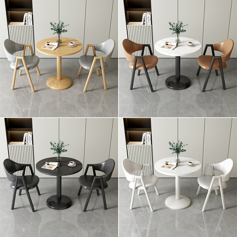 ✅ Simple Modern Casual Small Apartment Reception Negotiation Table and Chair Combination Milk Tea Coffee Shop Dining Table Balcony Small Round