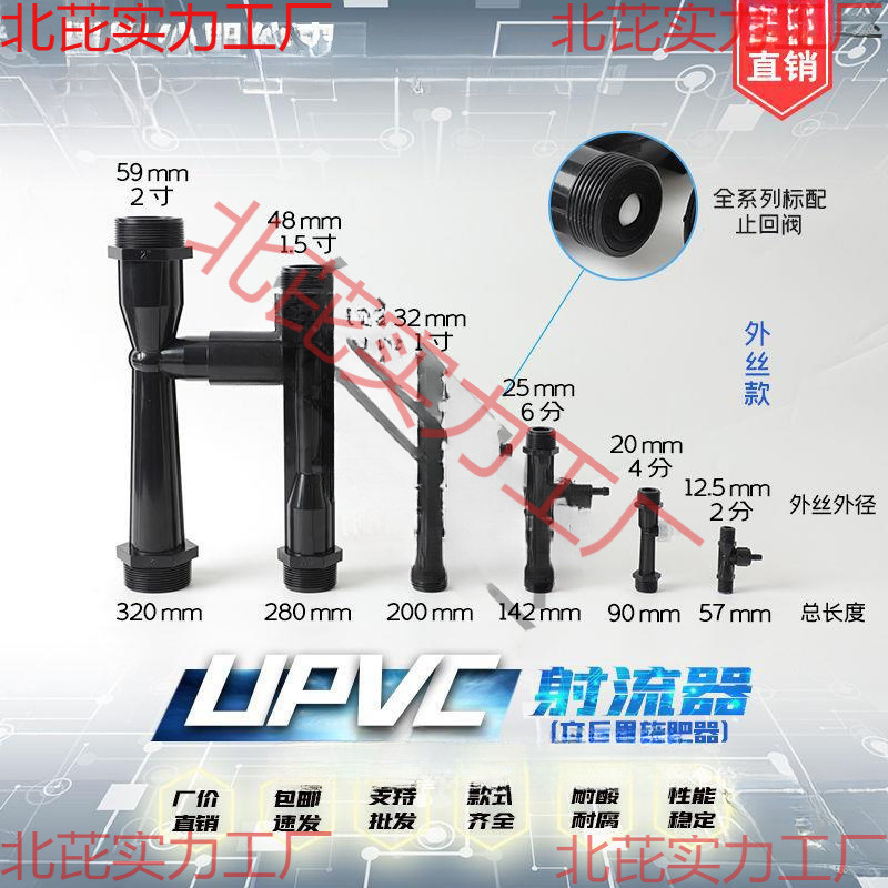 Upvc Ejector Venturi Tube Water Injector Gas-Liquid Mixing Aeration Oxygenation Acid and Alkali Corrosion Resistance Ozone