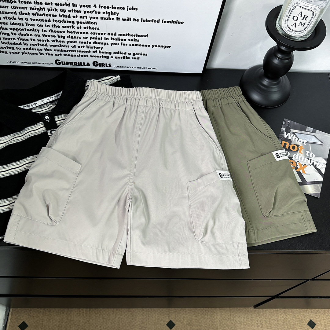 Летние брюки-карго для мальчиков 2025 года, детские шорты до колен, модные тонкие универсальные спортивные брюки, износостойкие