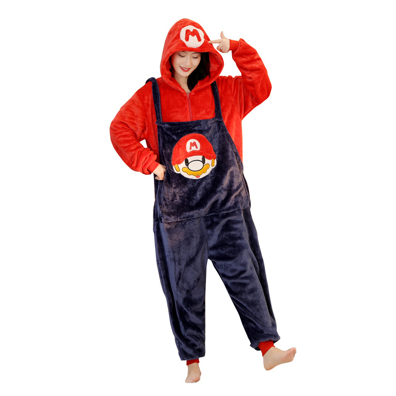 2025 New Autumn and Winter Flannel Anime Labubu Halloween Pumpkin Animal Cartoon One-Piece Pajamas Home Clothes