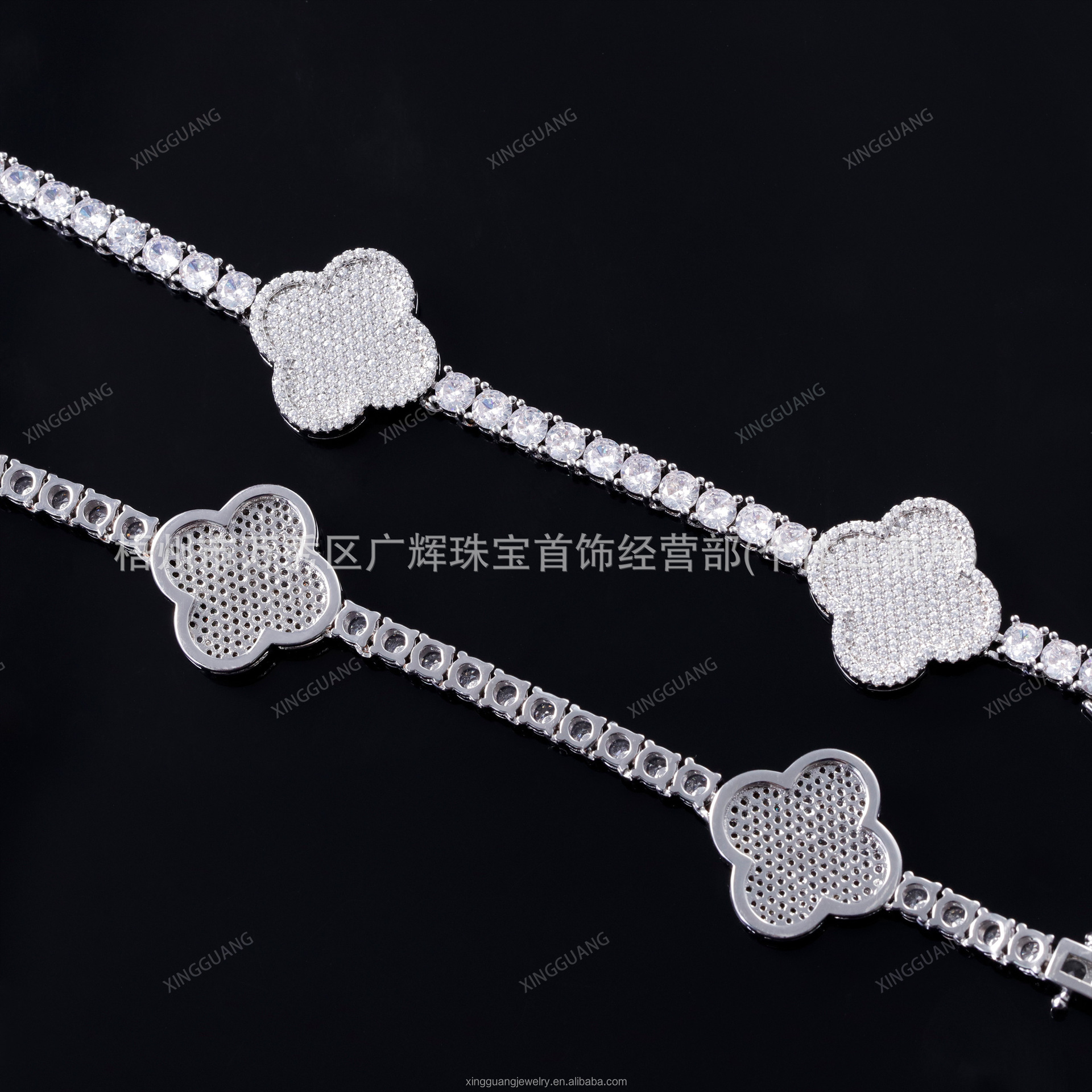 Rap Rapper Singer Jewelry Clover Bracelet S925 Sterling Silver Moissanite Full Plated Electroplated K Gold