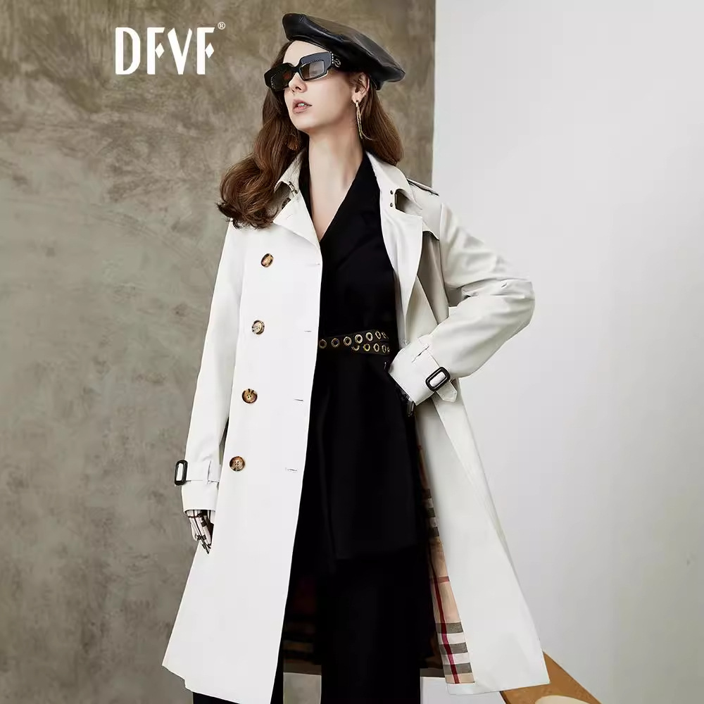 DFVF Yi element trench coat women's 2025 new long commuter temperament all-match British spring and autumn coat women's in stock