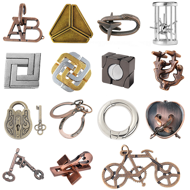 пазл из цинкового сплава набор для разблокировки кольца интеллекта девять серий образовательные игрушки замок Конгминга Лубан