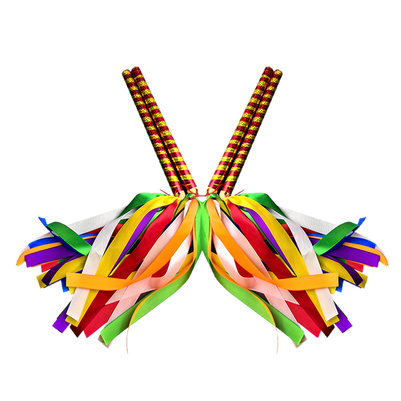 Colorful Drum Stick Solid Wood Drum Hammer Dragon Drum Stick Waist Drum Stick Dance Colorful Color Square Dance Performance Strap in stock Hair