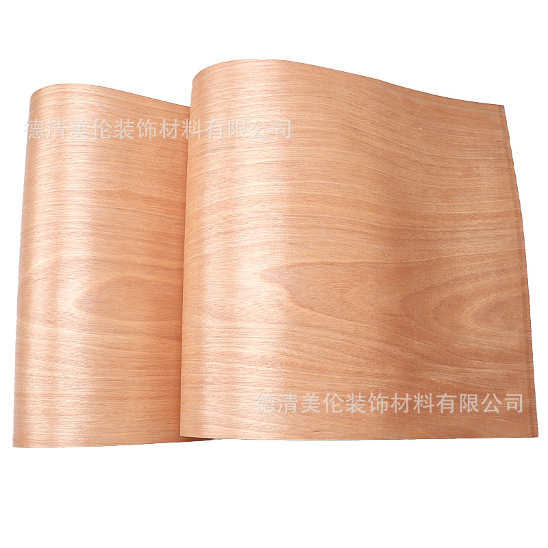0.2mm Rotary Cut Red Walnut Furniture Decoration Renovation Back Non-Woven Fabric 60*250cm with Clear Texture