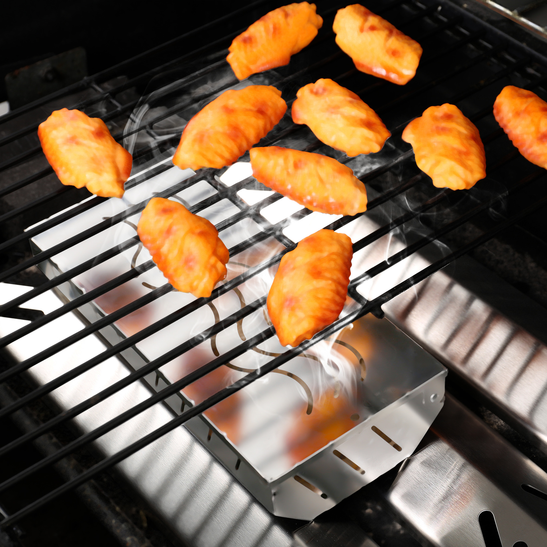 Amazon new stainless steel smoked meat sawdust box fruit wood smoked square bacon box barbecue utensils smoked box