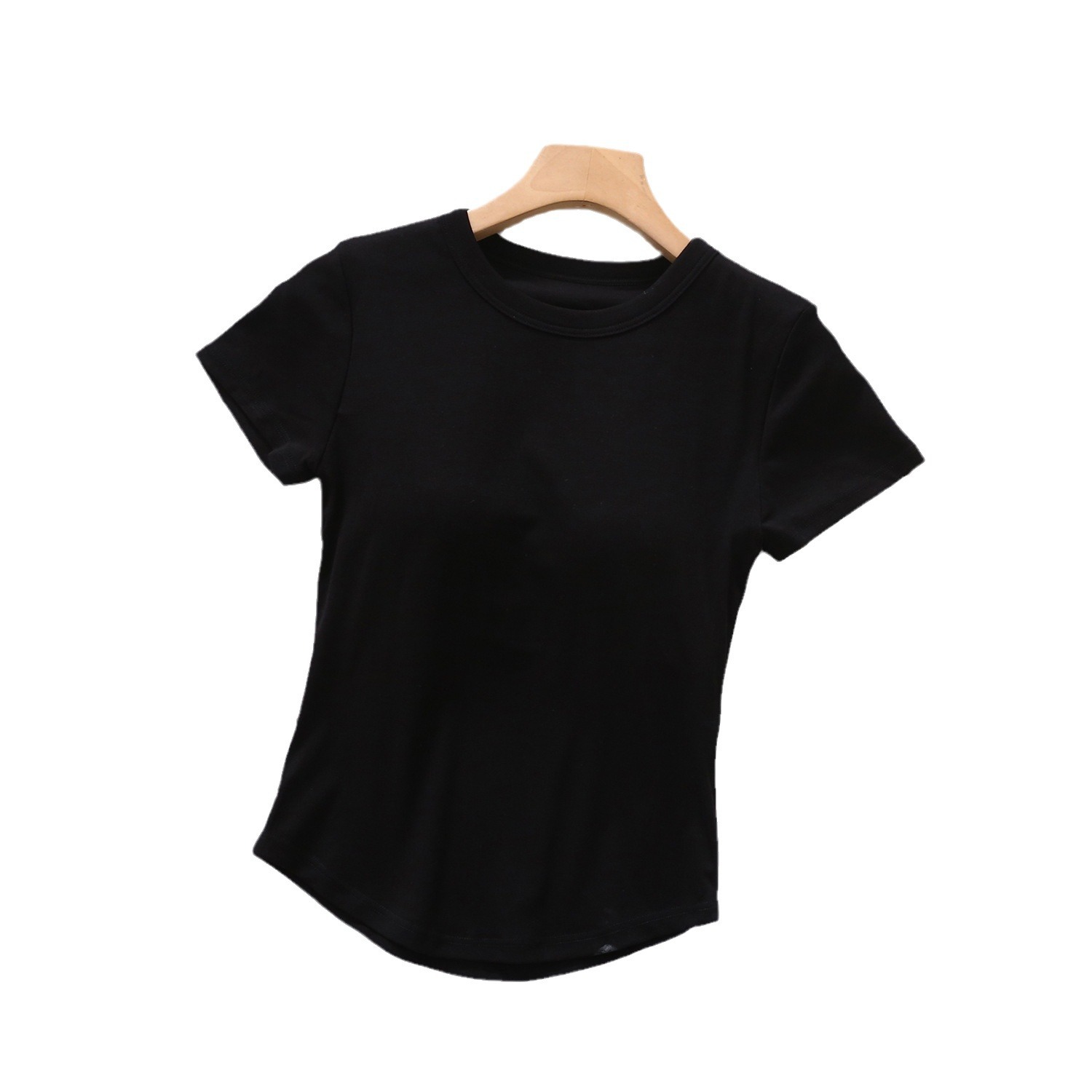 Women's All-In-One Long Inner Anti-Exposure Fishbone Cup Short-Sleeved Top with Chest Pad Bottoming T-Shirt Intimates Spring and Summer
