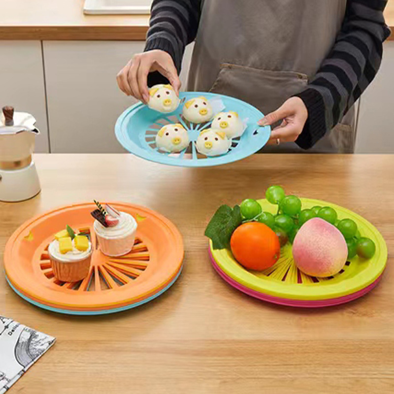 Plastic Round Hollow Basket Drain Basket Outdoor Picnic Food Placement Plate Barbecue Plate Drain Basket Wholesale