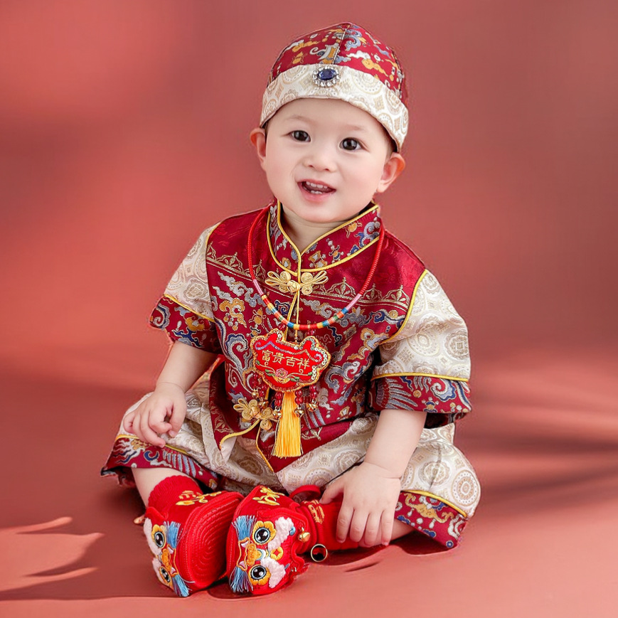 Летний наряд для мальчиков на один год, танг для дня рождения, ханфу для детей