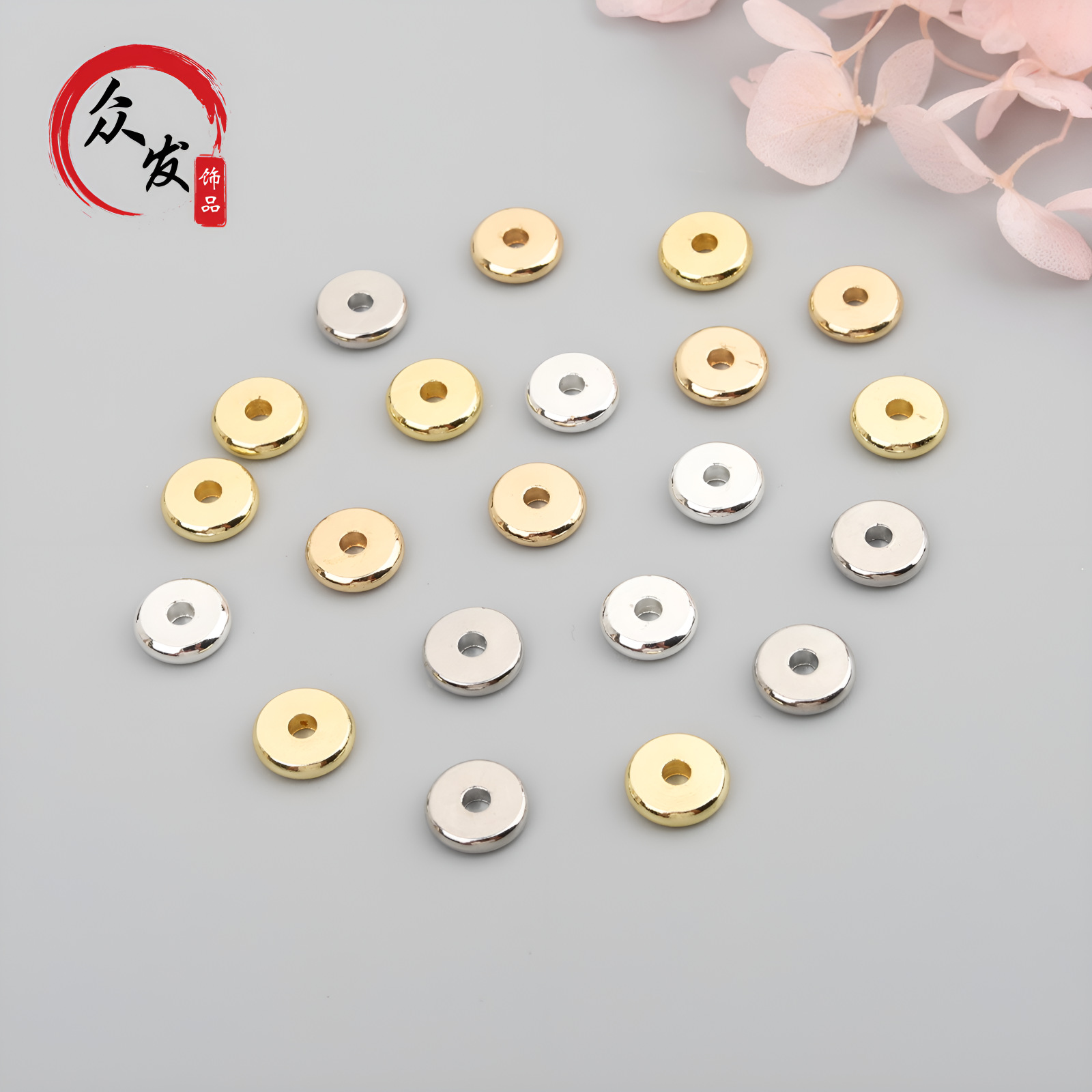 18K color-retaining gold round spacer beads loose beads bracelet accessories diy bracelet necklace beaded material car wheel spacer