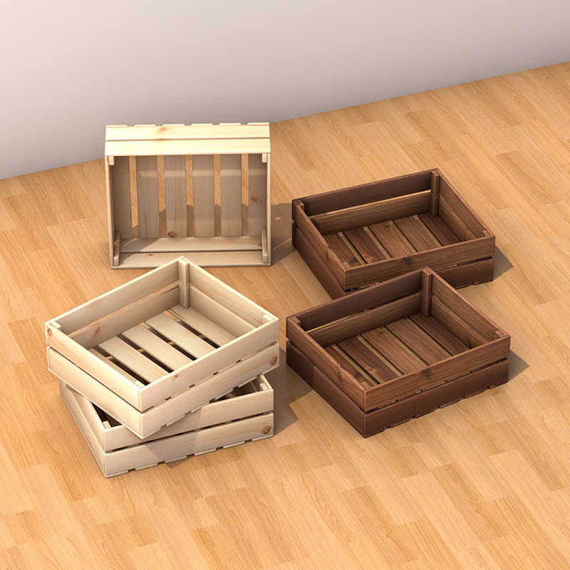 Supermarket Fruit Store Fruit Frame Wooden Frame Box Fruit and Vegetable Rack Display Solid Wooden Box Red Wine Box Stepped Display Rack