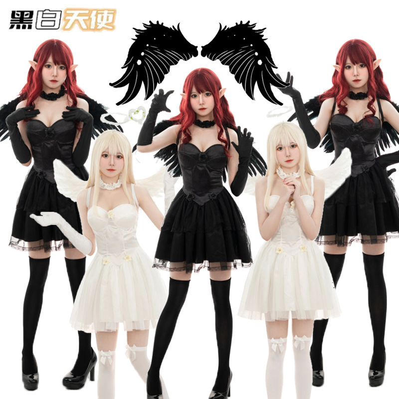Костюм ангела на Хэллоуин костюм ролевой игры ангела костюм демона ведьмы с ангельскими крыльями женская одежда