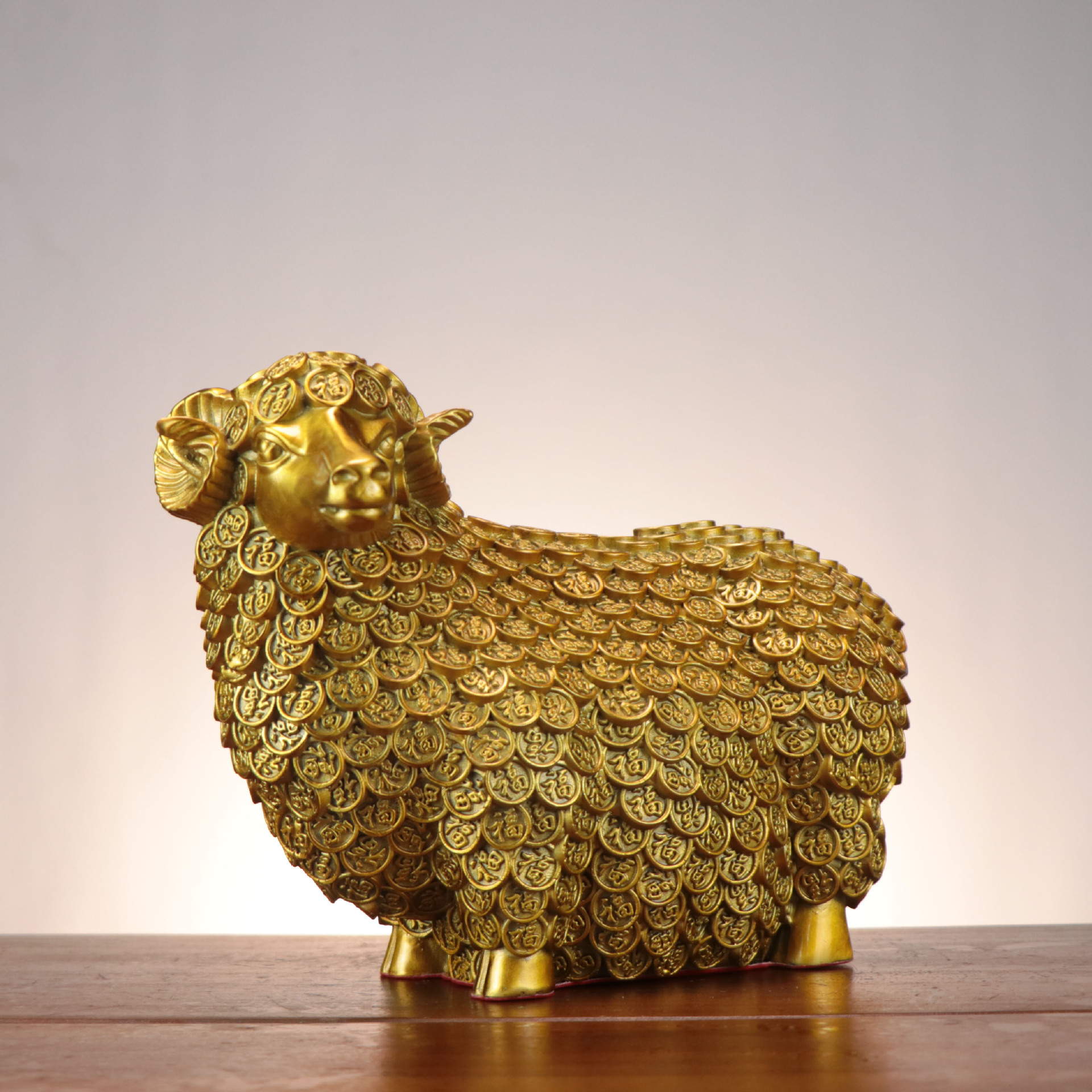Copper Wanfu Sheep Ornaments Copper Sheep Zodiac Sheep Home Office Desktop Mascot Fuyang Money Sheep