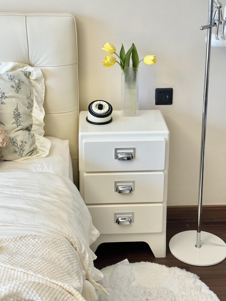 Bedside Table Small Plastic Abs Bedroom Storage Replacement Cream Style Kidsren's Drawer Cabinet Japanese Retro Cabinet