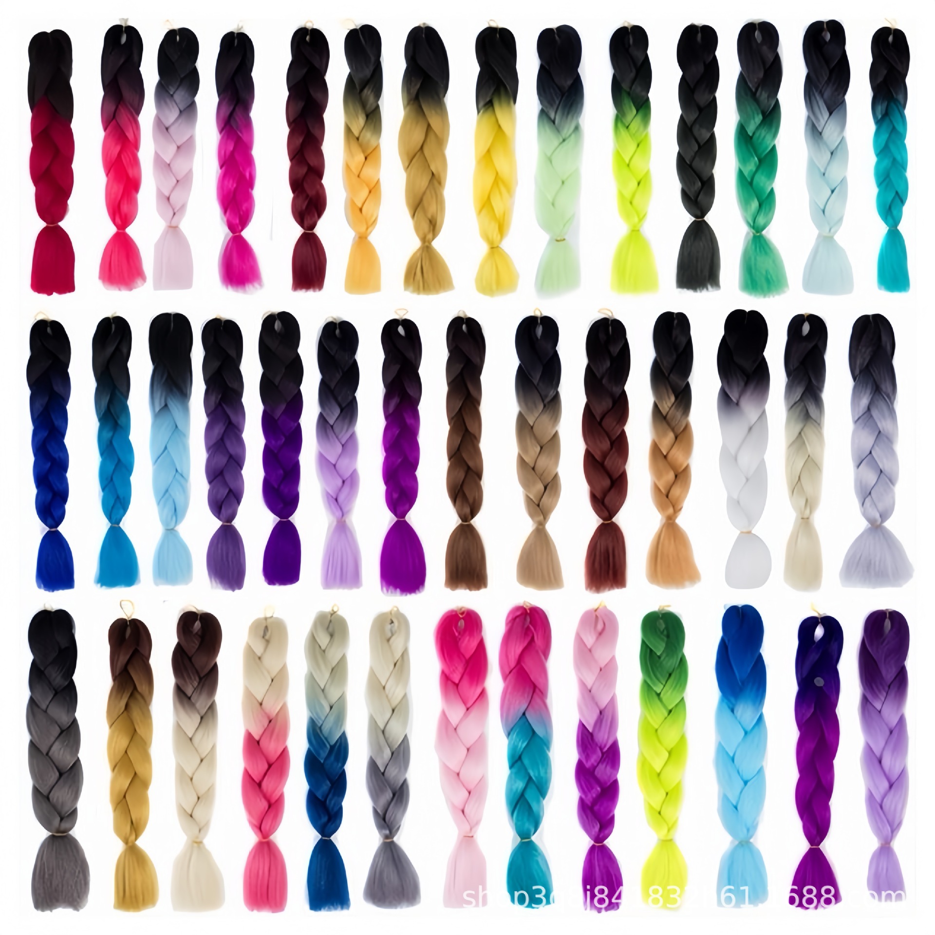 Two-Colorful African Big Braids, Wig Braids, Ponytail Chemical Fiber High-Temperature Silk Colorfulful Big Braids, Not Dyed