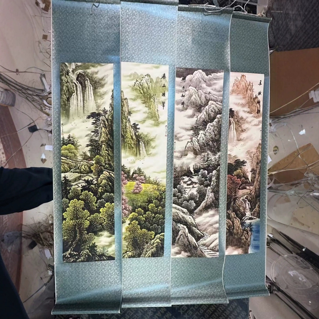 Manufacturer Wholesale Landscape Painting of Four Beauties by Song Yiyi, Hanging Calligraphy and Painting, Central Hall Painting, Hanging Painting, Four-Panel Screen Decoration