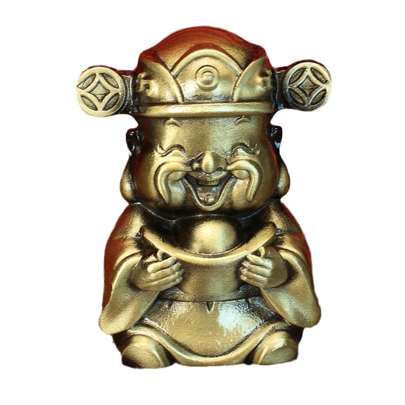 Tang Tengquan Brass Casting God of Wealth Yuan Bao to Send Money Car Desktop Decoration Creative Small Gift Brushed Glaze