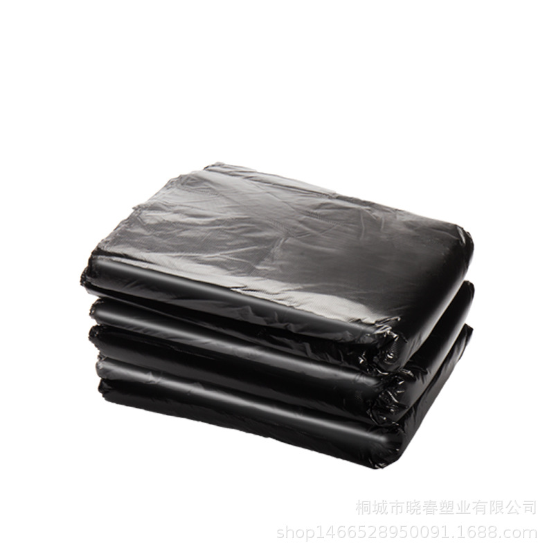 Black Thickened Flat-Mouth Garbage Bags for Property Management, Sanitation, Hotels, Industrial Use, Large Size, Plastic, Wholesale from Manufacturer, Economical Pack with Handles