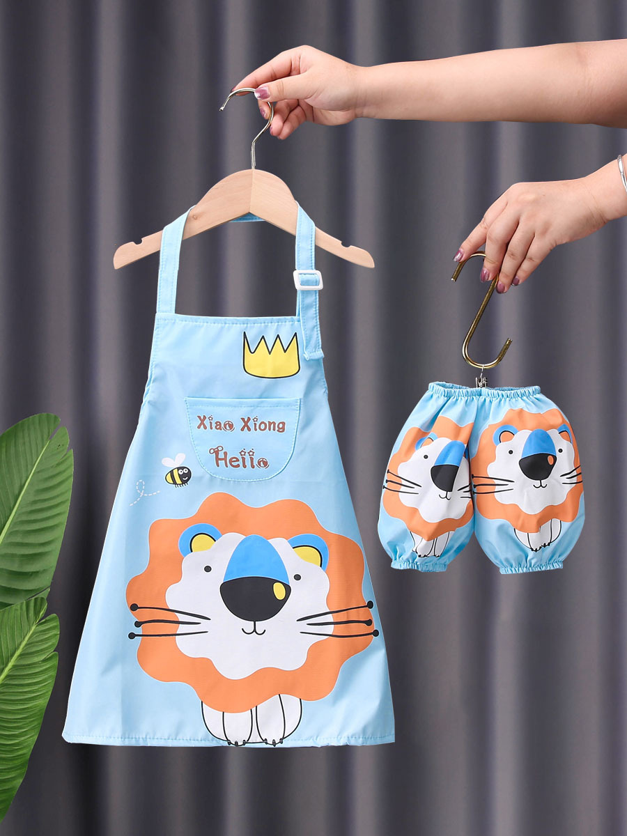 Children's Painting Apron Vests with Sleeves Kindergarten Primary School Students Art Painting Clothes Waterproof Overalls